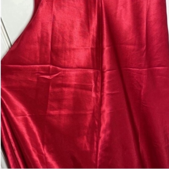 Vintage LA Intimates Nighty Maxi Red Satin Gown Made In USA Rare Party Holiday - Picture 12 of 16
